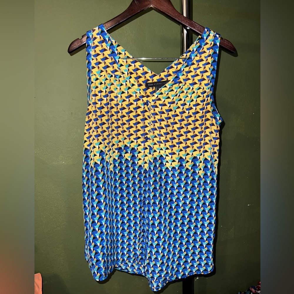 Marc By Marc Jacobs Yellow and Blue Geometric Tank Top